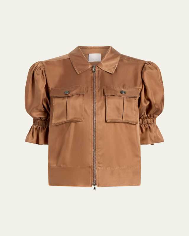 Holly Short-Sleeve Sateen Jacket